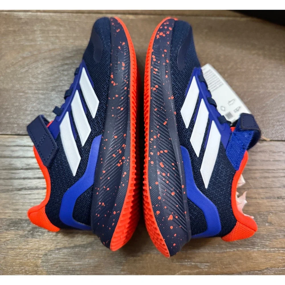 Adidas Runfalcon 5 EL C Kids Navy Blue Orange Running Shoes JQ9596 Size 11K NEW